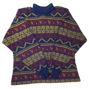 Vintage Petite Illustrations Women Geometric & Horse Design Sweater-Size P/Small